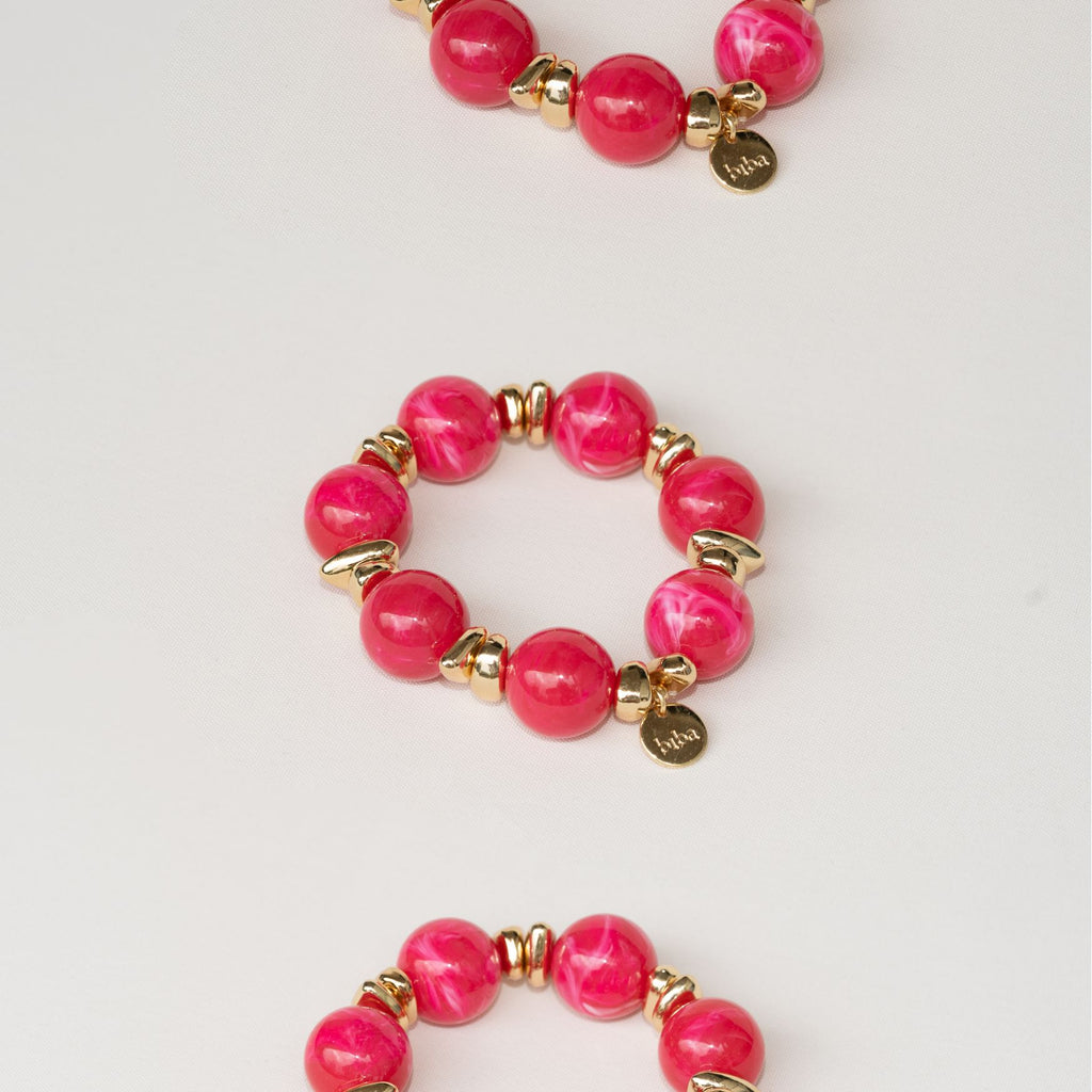Chunky Perlenarmband pink