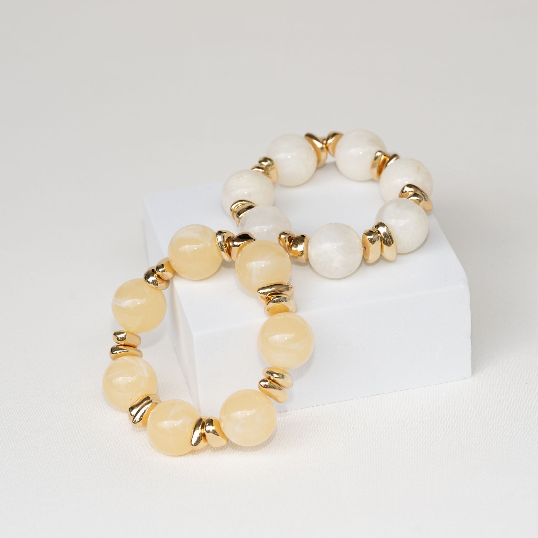 Chunky Perlenarmband bernsteinfarben