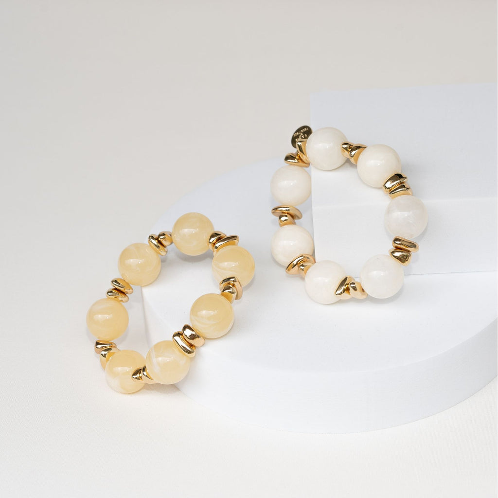 Chunky Perlenarmband beige