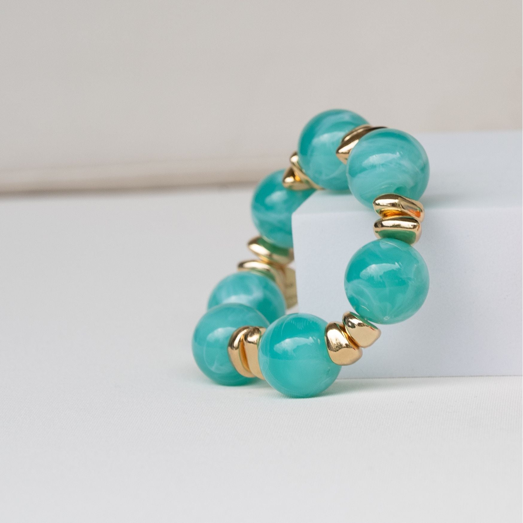 Chunky Perlenarmband Türkis