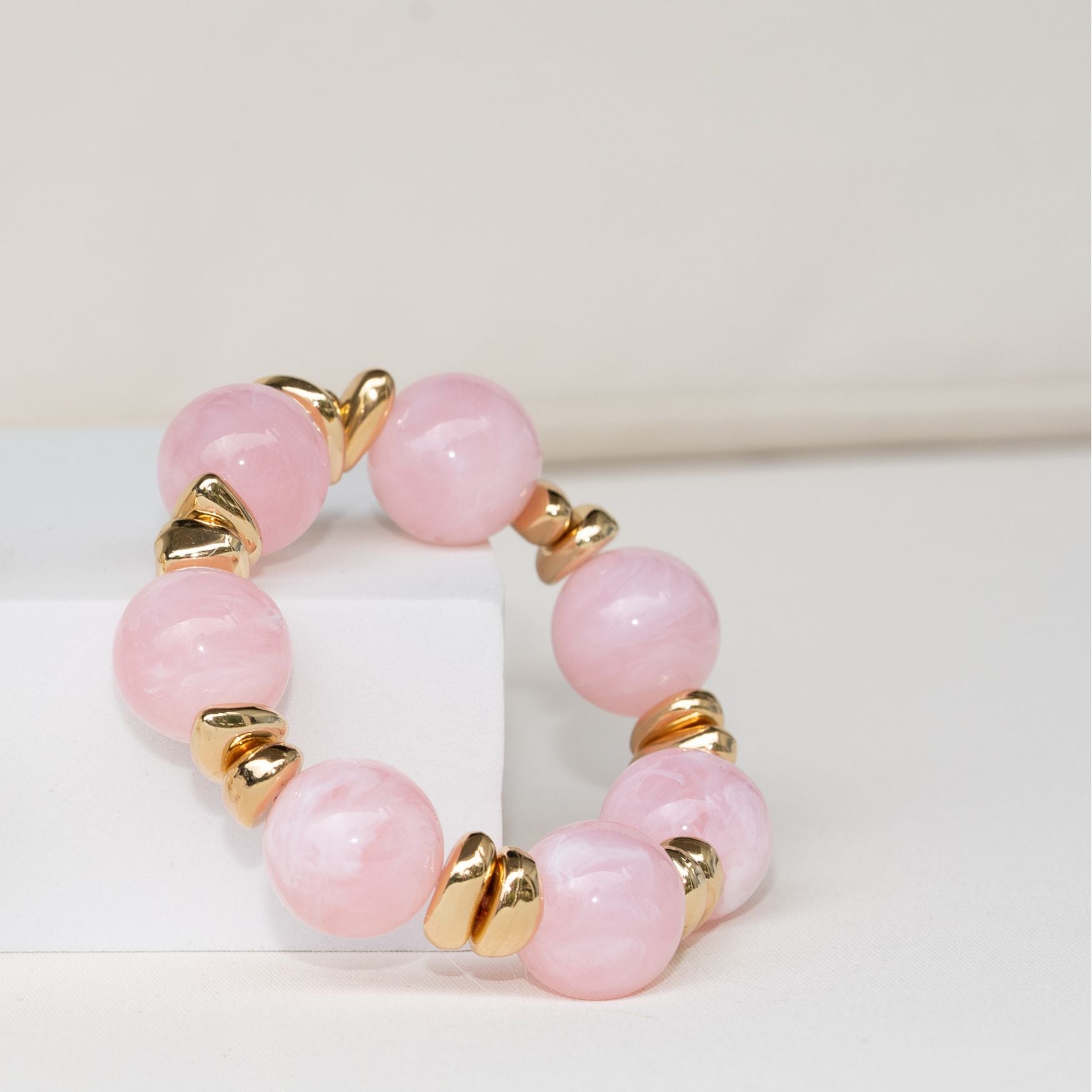 Chunky Perlenarmband Rosé & Gold