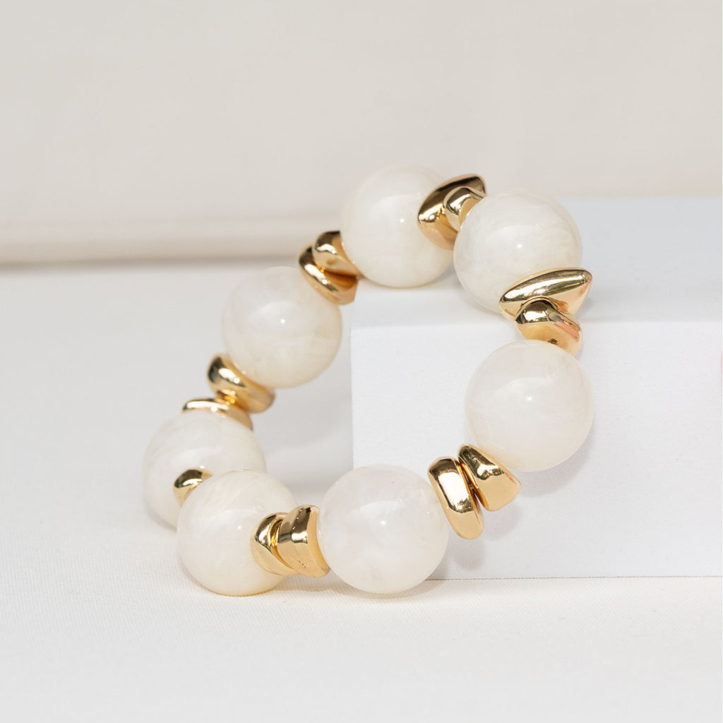 Chunky Perlenarmband beige