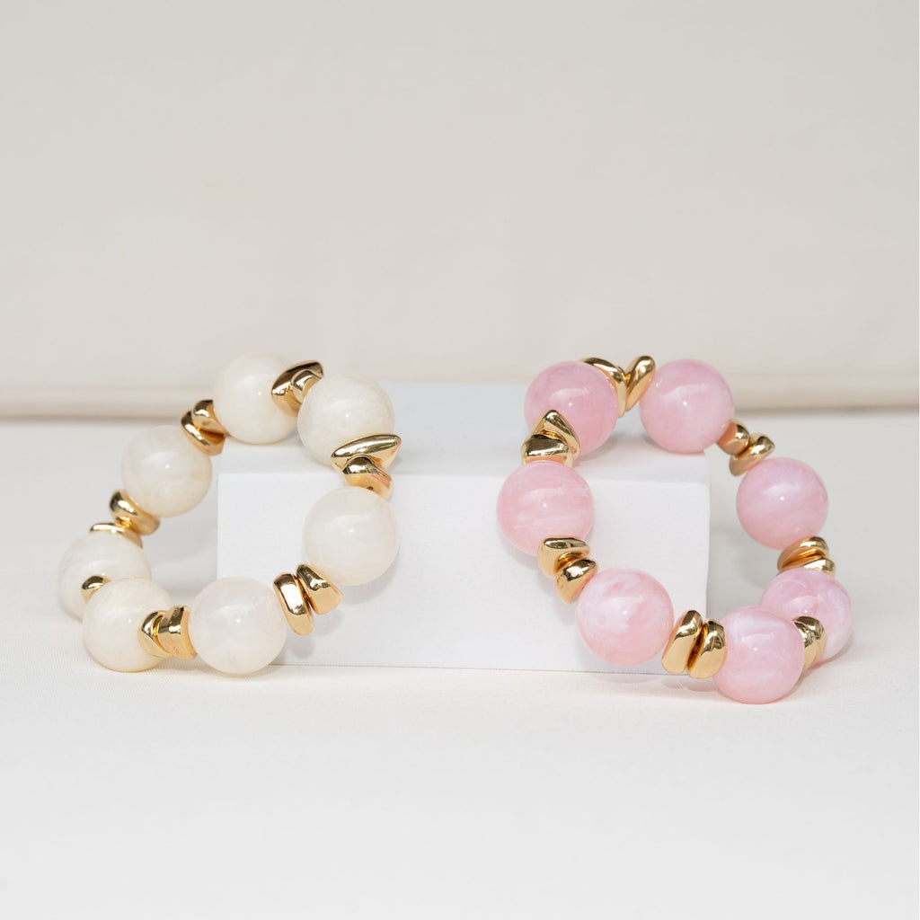 Chunky Perlenarmband Rosé & Gold