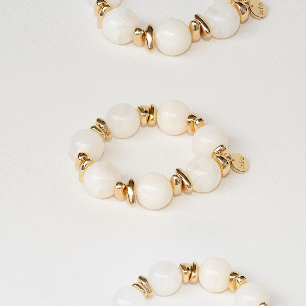 Chunky Perlenarmband beige