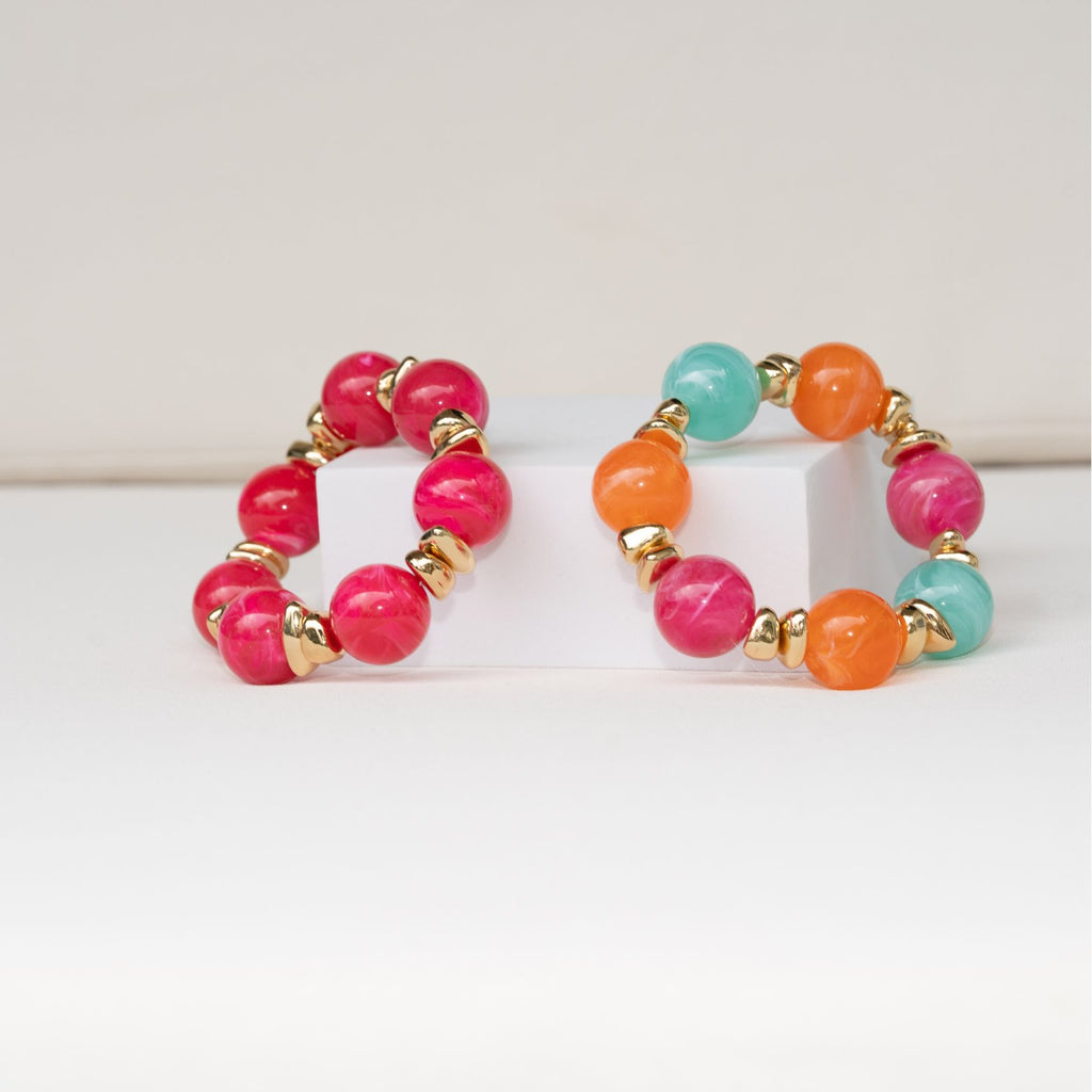 Chunky Perlenarmband pink
