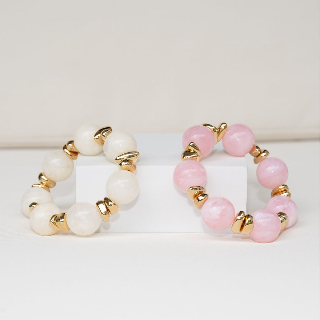 Chunky Perlenarmband beige